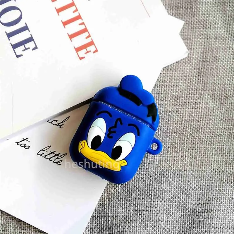 DonaldDuck Милый мультяшный беспроводной Чехол для наушников для Apple AirPods силиконовый чехол для зарядки наушников Защитный чехол для AirPods - Цвет: DonaldDuck