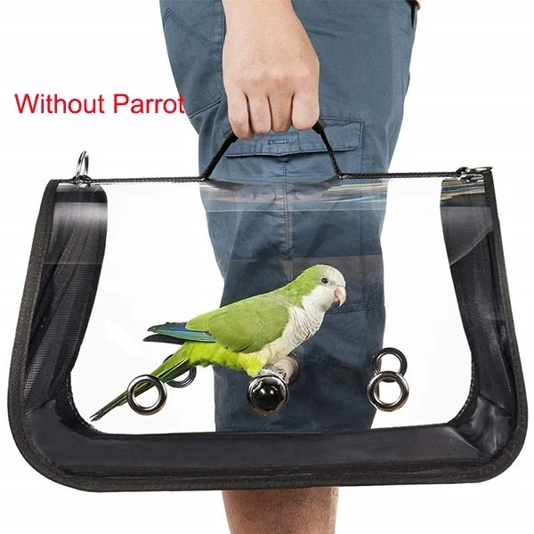 A(No strap) 1 шт., Прозрачная ПВХ Дорожная сумка для попугая, уличные сумки на плечо для птиц, переносная клетка для переноски попугая, дышащие клетки для птиц - Цвет: A(No strap)