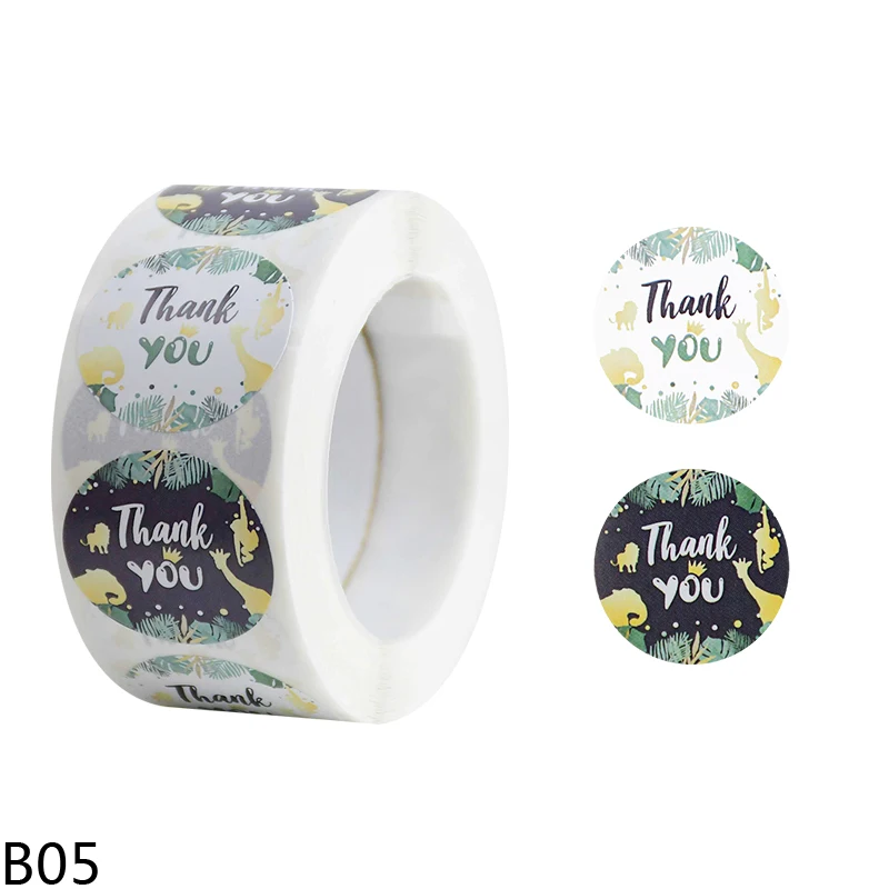 500pcs/Roll 2.5cm Thank You Stickers Seal Labels Gift Packaging Stickers Wedding Birthday Party Offer Stationery Sticker