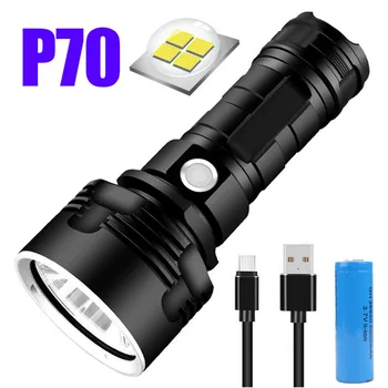 

100000LM XHP70 LED Handheld Spotlight Rechargeable Camping Flashlight Torch Strong Light Flashlight Low Light Flashlight
