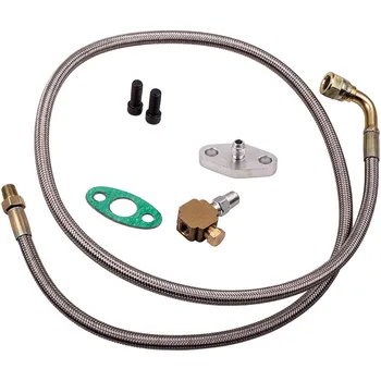 

50" Turbo Oil Feed Line Steel Braided -4An -4 AN 90 Degree line Stainless Steel