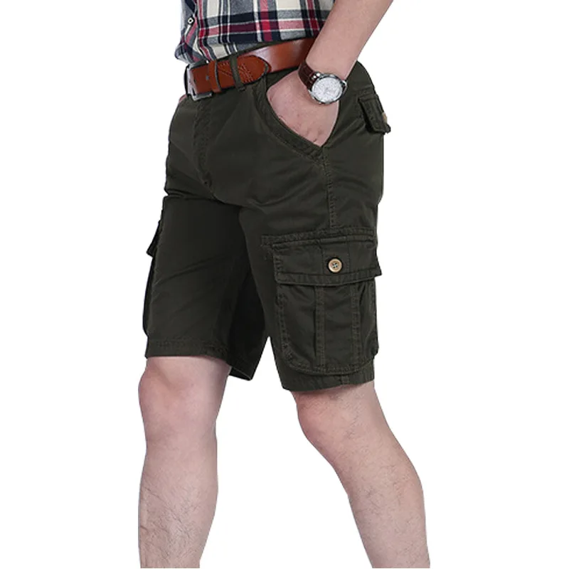 Летние мужские повседневные шорты в полоску с несколькими карманами, мужские Модные шорты до колена со средней талией, хлопковые мужские шорты Карго, мужские шорты