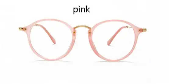 pink frame Круглые прозрачные очки, оправа для очков для мужчин и женщин, близорукость, ботаник, оптические очки, оправа, роскошные прозрачные линзы, мужские очки - Цвет оправы: pink frame