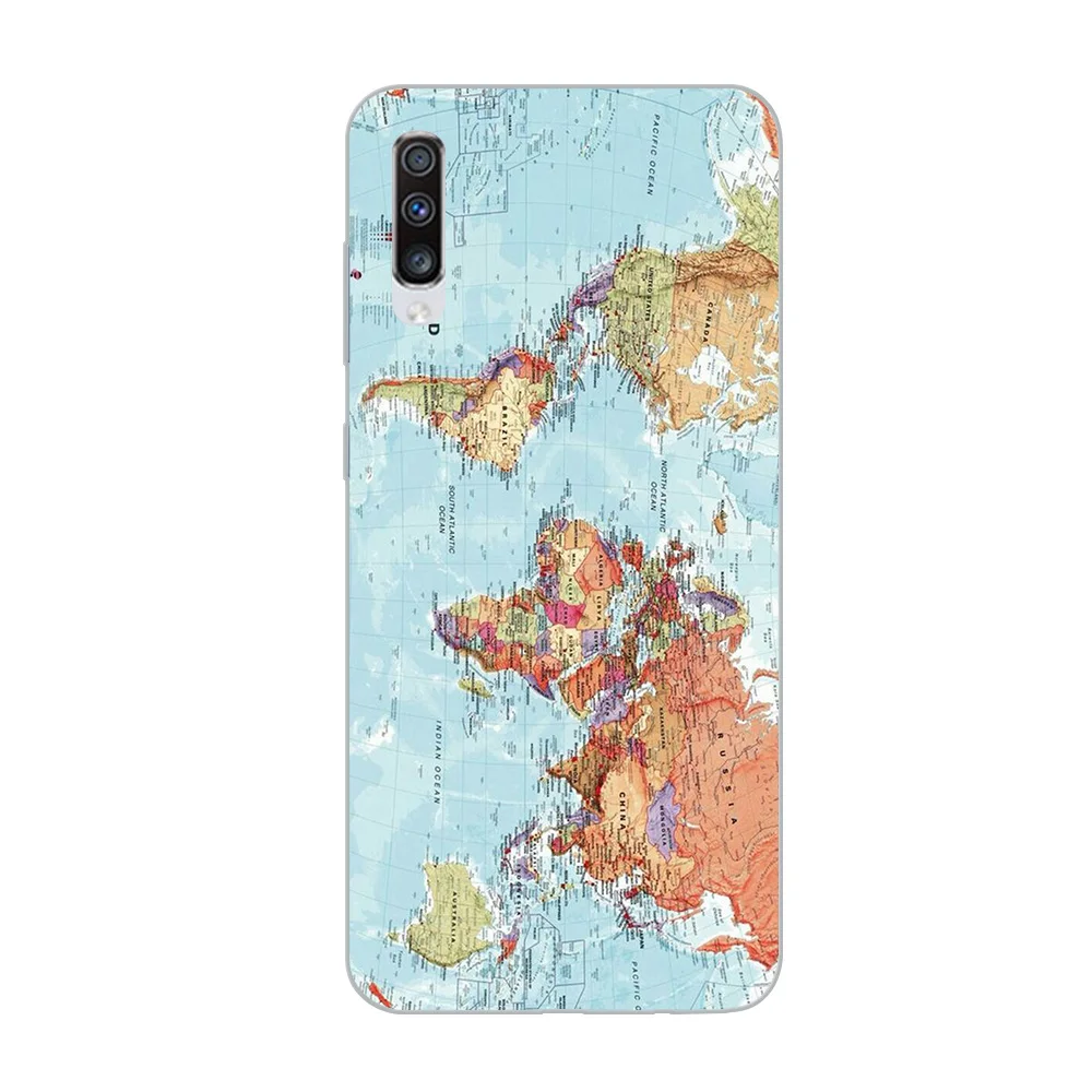 WM05751 Чехол для телефона ciciber для samsung Galaxy A50 A70 A80 A40 A30 A20 A60 A10 A20e, мягкий силиконовый чехол из ТПУ с картой мира, чехол для путешествий - Color: WM05751