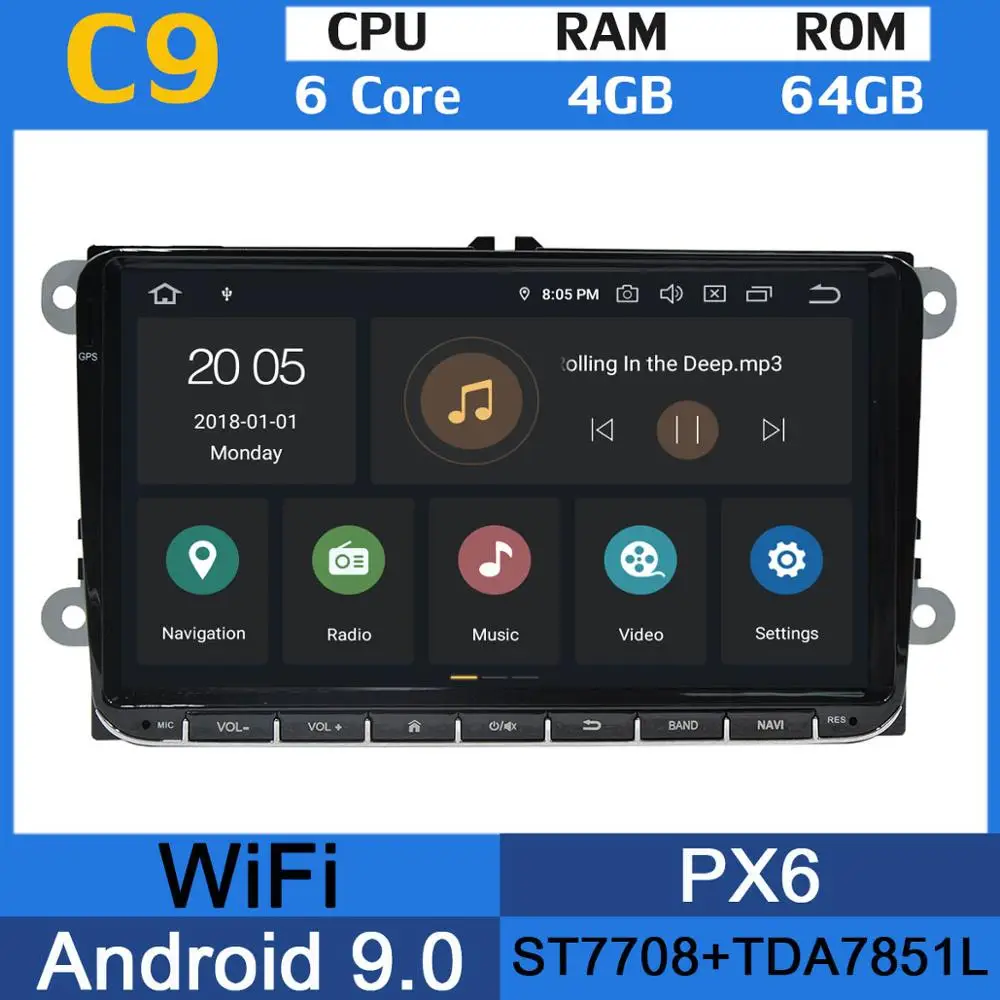 6Core 4G RAM 64G PX " Android 9,0 PX6 4 Гб+ 64 ГБ Автомобильный DVD gps радио плеер для VW Passat CC Polo GOLF 5 6 блок EOS T5 Sharan Jetta Tiguan Seat Altea - Цвет: 6Core 4G RAM 64G PX