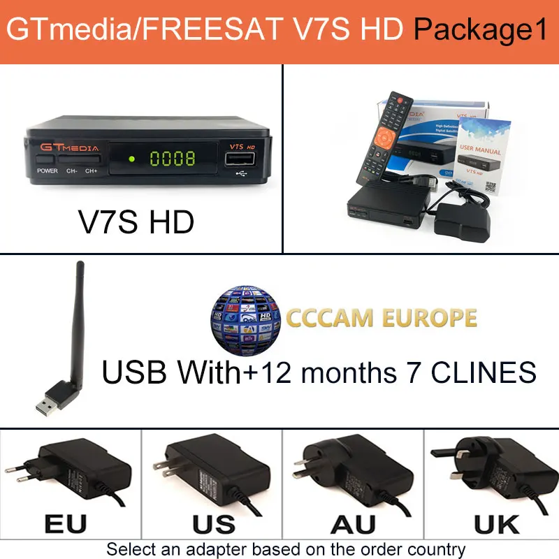 V7S HD n wifi n 12M Популярные DVB-S2 Freesat V7 Full HD с USB wifi FTA ТВ ресивер GTmedia v7s HD Поддержка питания Европа 7 cline CCCAM - Цвет: V7S HD n wifi n 12M