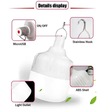 

USB Smart Rechargeable LED Bulb Light Lamp Bulb Camping Market Lighting Indoor Outdoor Dusk To Dawn Auto