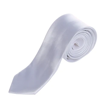 

Unisex Casual Necktie Skinny Slim Narrow Neck Tie - Solid White