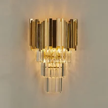 Роскошное настенное бра для гостиной, освещение золотого/хромового полированного стального кристалла, настенный светильник для спальни, прихожей, светодиодные Настенные светильники cristal