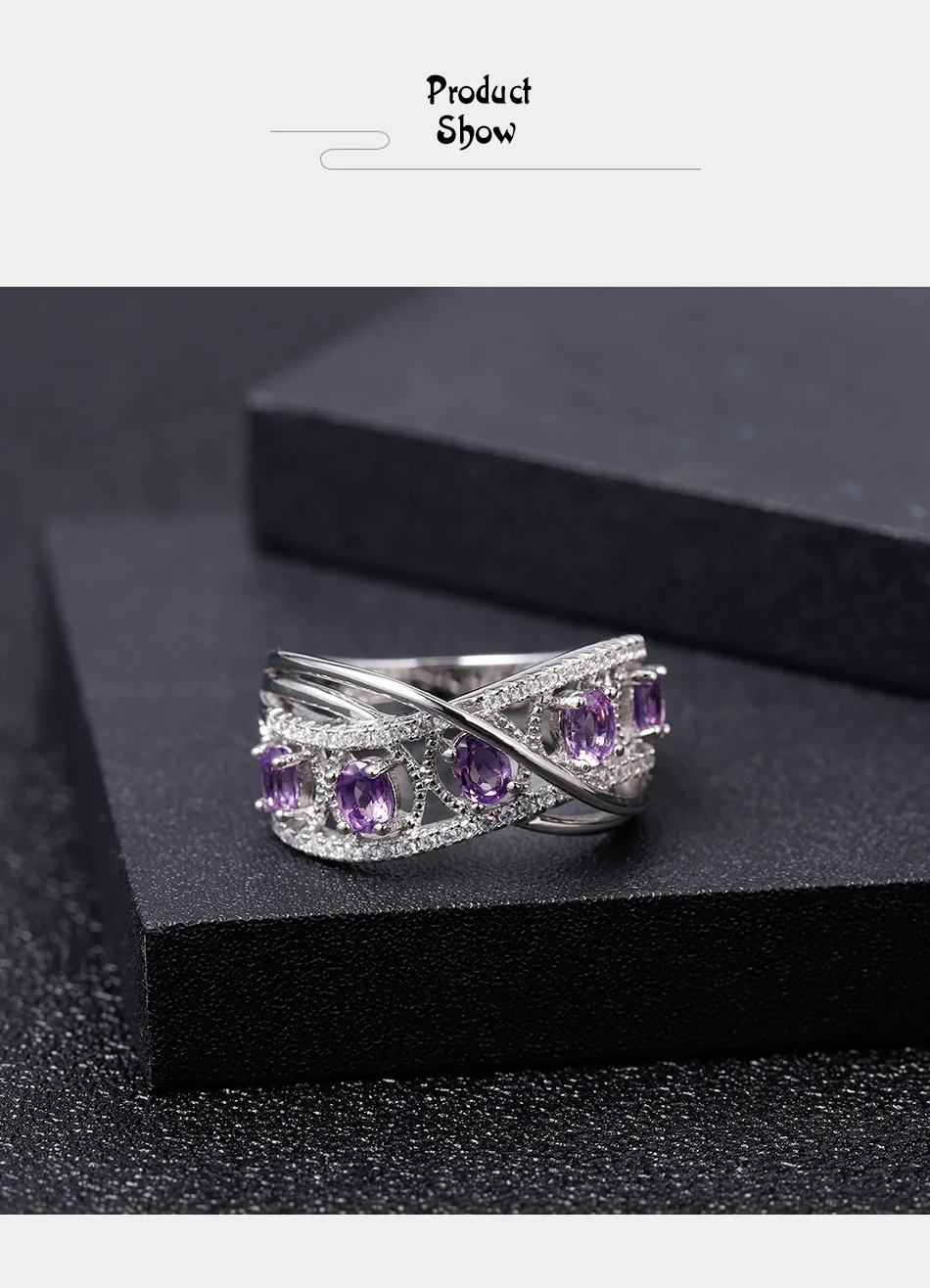 GEM'S BALLET 0.86Ct натуральный аметистовый драгоченный камень кольца на палец 925 пробы серебро обручальное кольцо для женщин камень ювелирные изделия