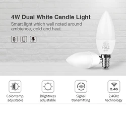 4W Daul White Candle Light E14 Base Smart LED Buld Lamp 400LM AC110V 220V 2.4GHZ RF/Wifi APP Voice Control Need to Match WL-Box1
