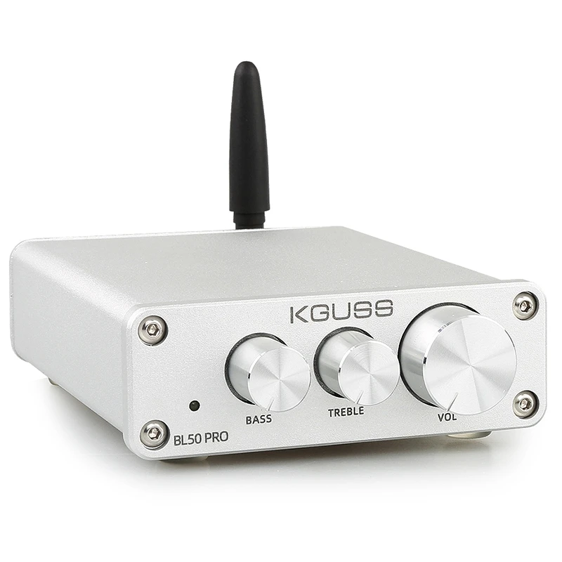 Silver KGUSS BL50 PRO Bluetooth 5,0 усилитель цифровой усилитель TPA3116D2 HIFI 50Wx2 аудио усилитель мощности-вилка США - Цвет: Silver