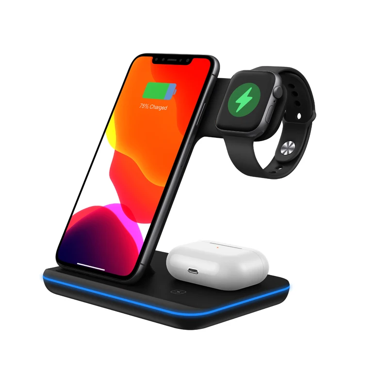 

15W Wireless Charger For iphone Charger for Huawei charging stand for apple Watch Airpods 3 in 1 Fast Charging Station