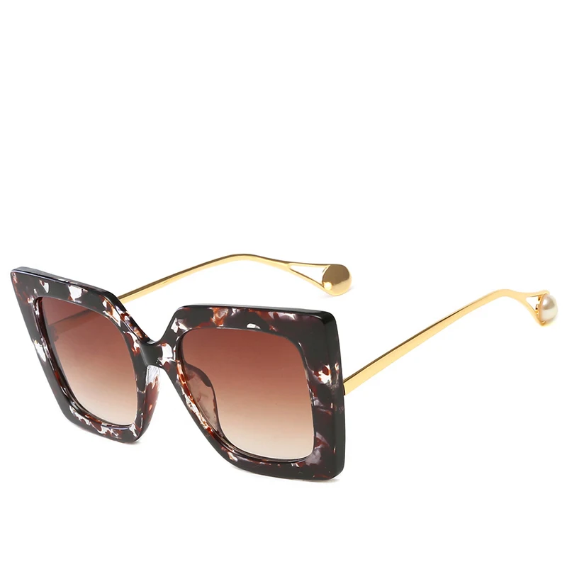 Новинка, европейский и американский тренд, солнцезащитные очки в уличном стиле, модные солнцезащитные очки с квадратным жемчугом, женские солнцезащитные очки UV400 - Цвет линз: C03