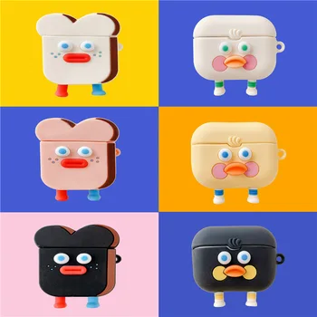 

3D Brunch Duck Cartoon Bluetooth Earphone Cover for Airpods Pro Cute Protective Case for AirPods 1 2 3 Silicone with Keychain