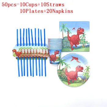 

80/50 pcs Dinosaur Theme Birthday Party Decorations Cups plates Straws Napkin Paper Disposable Tableware Set Kids Party Supplies