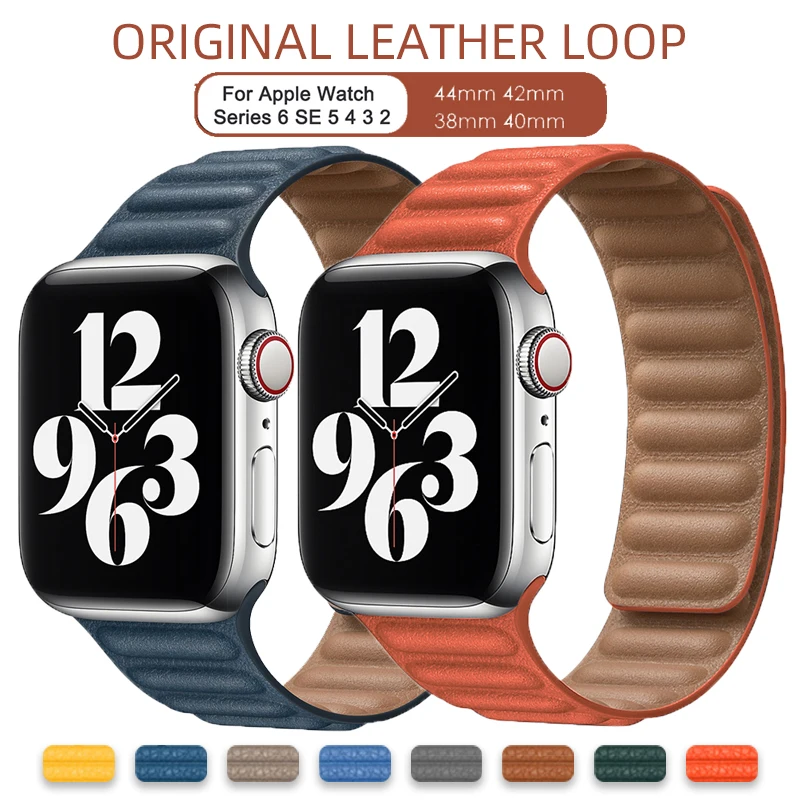 Ремешок кожаный для Apple Watch 6 Se сменный Магнитный браслет IWatch 5 4 3 38 мм 40 42 44 оригинал|Ремешки часов| |
