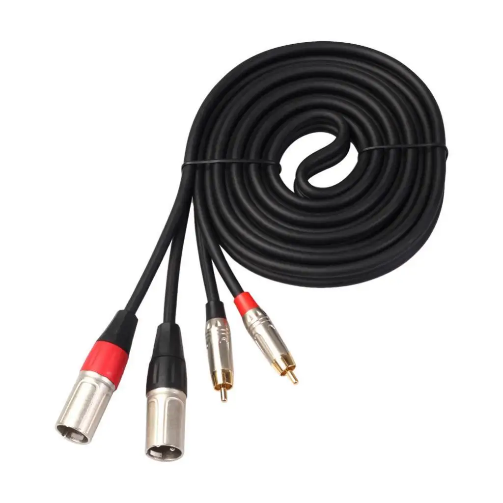 Pro Dual XLR Male to Dual RCA Male Patch Cable Mic Audio Cord 