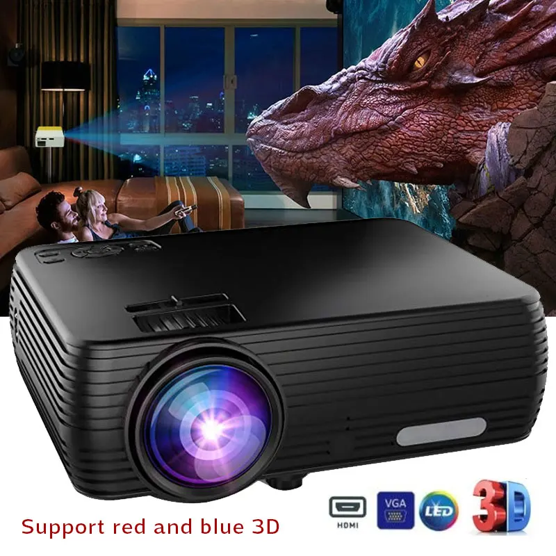 New X5 Smart Multimedia Projector Media Player Watch Movie Red Blue 3D Support 1080P for Home Audio smart LED projector