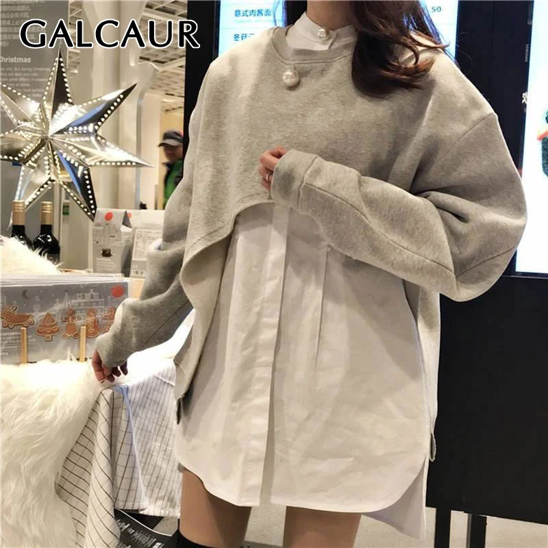 Женский костюм с жемчужинами GALCUAR асимметричный свитер круглым вырезом