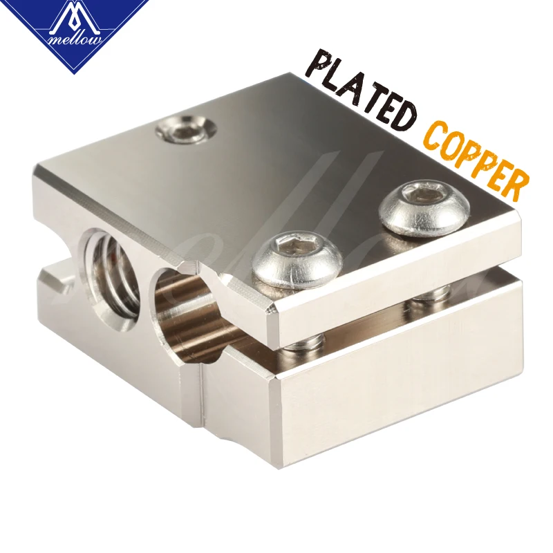 Mellow Top NF-V6 PT100 Volcano Plated Copper Heat Block For E3d Volcano Hotend 3D Printer For BMG Extruder Heated Block