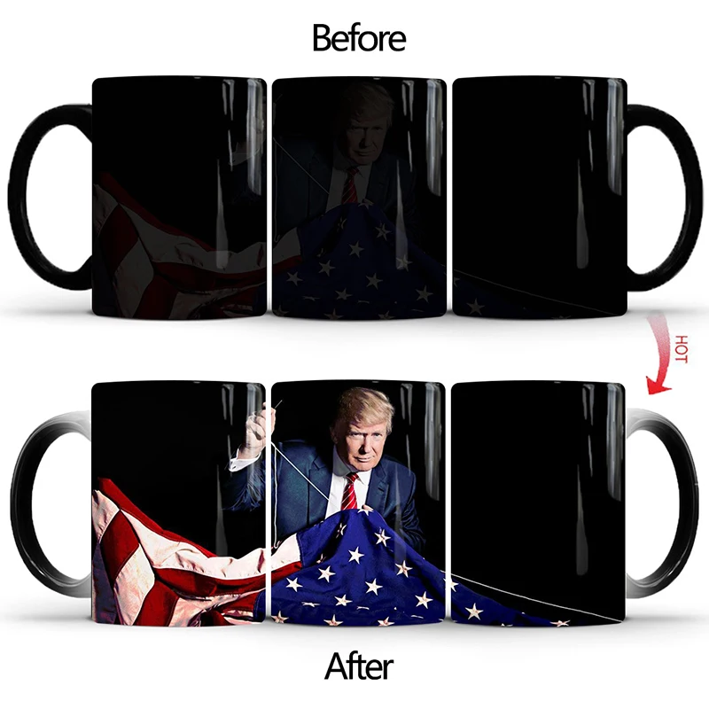 1 шт., 350 мл, Дональд Трамп, кружка для изменения цвета, креативная керамическая кружка для чая, кофе, молока, Термочувствительная чашка, новинка, подарки