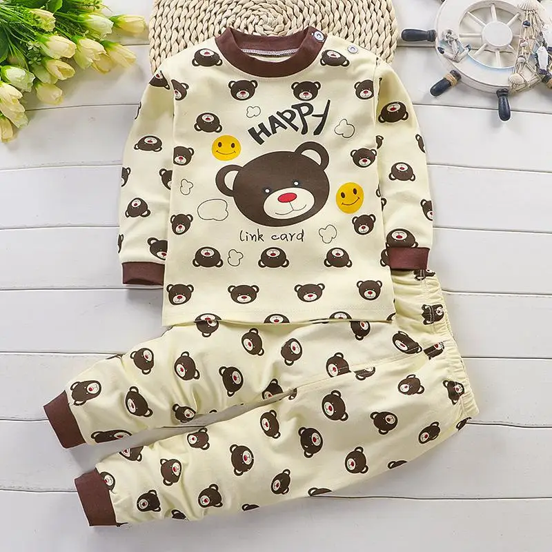 Весенне-осенняя одежда хлопковый комплект нижнего белья с длинными рукавами для новорожденных, пижама из двух предметов для маленьких мальчиков и девочек - Цвет: P5