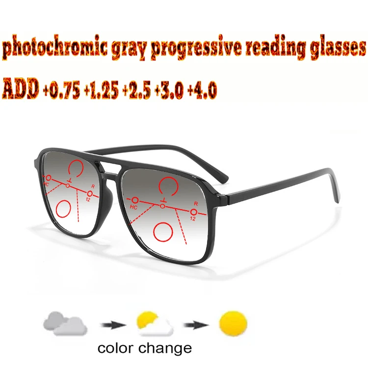 

Silverf прогрессивные очки для чтения большой Размеры Для мужчин Woem Сверхлегкий + 1,0 + 1,5 + 1,75 + 2,0 + 2,5 + 3 + 3,5 + 4