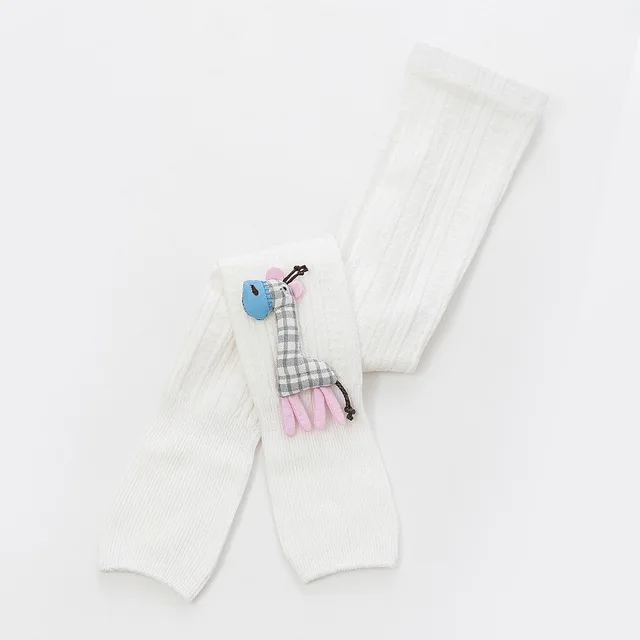 1 to 8 Years Spring Autum Cute Deer Girl Trousers High Quality Cotton Girls' Leggings Soft Knitted Pants for Children's Legging white