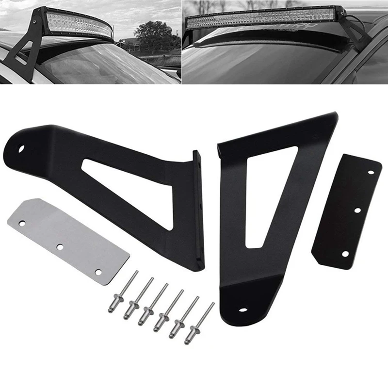 Upper Windshield Roof 52Inch Curved LED Light Bar Mounting Brackets Kit