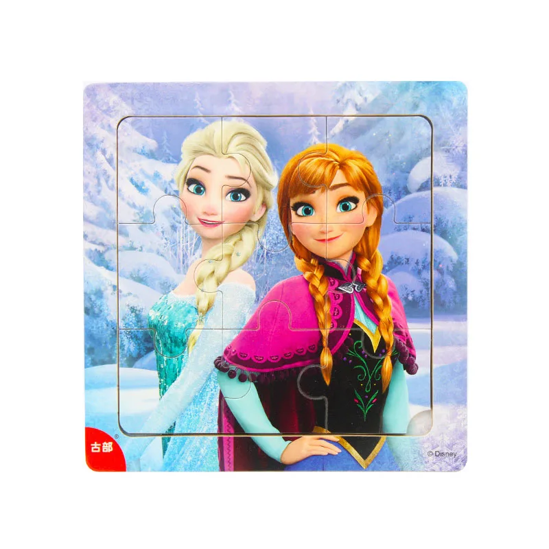 Disney 9 шт/16 шт Белоснежка/София/Микки Минни/замороженная Романтика деревянная коробка головоломка 2-3-4-5 лет детская головоломка - Цвет: Color1-9pcs