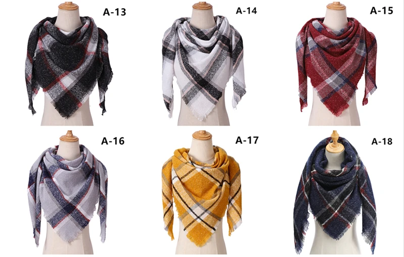 2021 new Cashmere Scarf For Women Plaid Knitted Triangle Pashmina Winter Warm Shawl Wraps Bufanda Female Soft Neck Echarpe