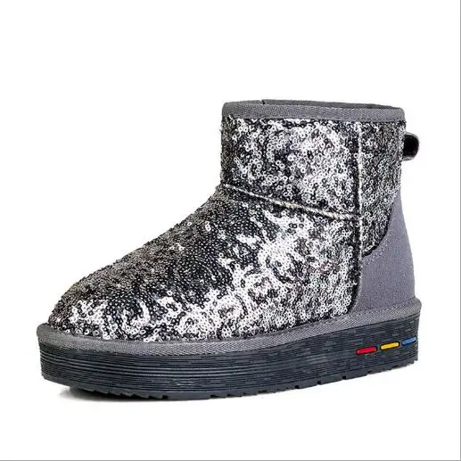 Cotton shoes 35-40; зимние сапоги; женские короткие сапоги-трубы с блестками; Повседневная теплая хлопковая обувь; повседневные женские ботильоны; сезон осень-зима - Цвет: Cotton shoes