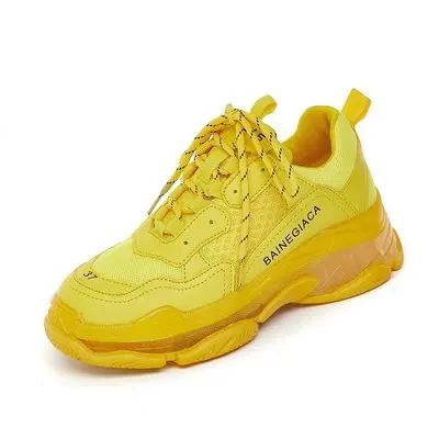 Yellow ALL YIXIE женская мода на платформе кроссовки для женщин коренастый повседневная обувь женщина толстой подошве дамы желе шнурки - Цвет: Yellow