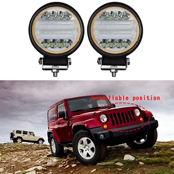 

GISAEV universal 4"inch LED Round Work Light 144W Spot Flood Driving Fog Lamp for SUV ATV Offroad running lights car lights