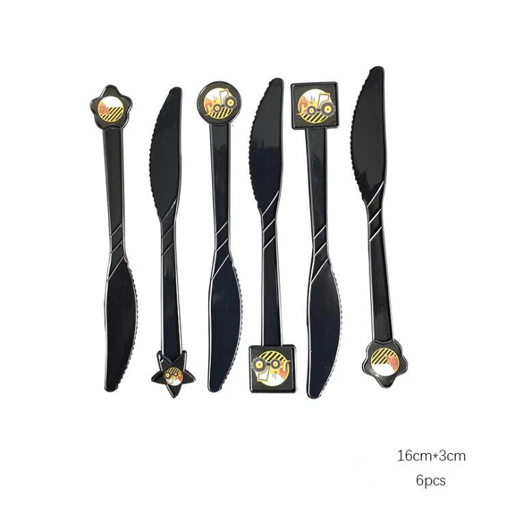 6pcs Knife 1 Набор строительных автомобилей одноразовая посуда экскаватор бумажные тарелки и стаканы баннеры нулевой день рождения детский день рождения, день рождение мальчика вечерние поставки - Цвет: 6pcs Knife