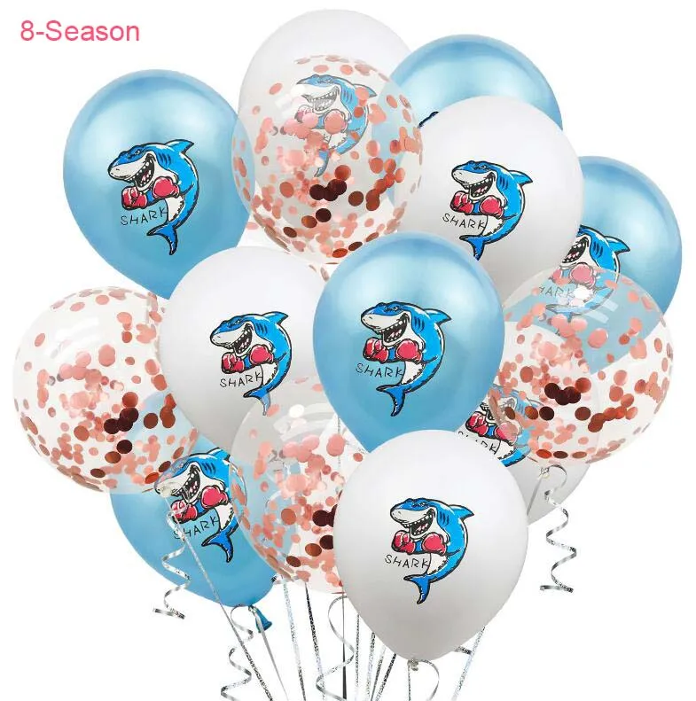 

8-Season 15pcs Boxing Shark Ballons Happy Birthday Balloon Kids Birthday Party Festival Sea Theme Party Celebration Baby Shower