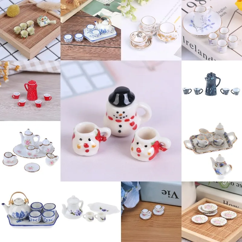 White Mugs 1:12 DollHouse Miniature Cups & Pot Set Dollhouse Kitchen Toha 
