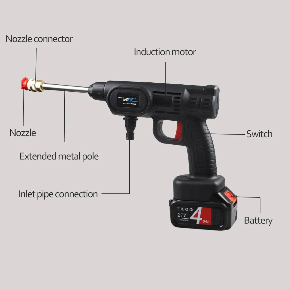 Cordless High Pressure Washer Spray Water Gun Car Wash