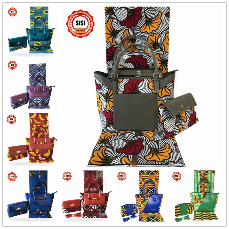 SISI Новое поступление африканская восковая Сумочка набор африканская печать сумка с Анкарой Воск Ткань 6 ярдов хлопок для высокого качества Вечерние