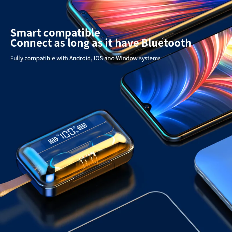 TWS Wireless Headphone 2000mAh Charging Box Bluetooth 5 0 Earphones 9D Stereo Sports Waterproof Earbuds Headsets With Microphone