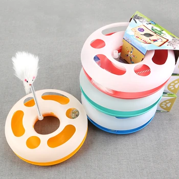

Cat Teaser Toy Crazy Game Spinning Track Ball Dish Cats Catching Mouse Donut Turntable Kitten Interactive Amusement Plate