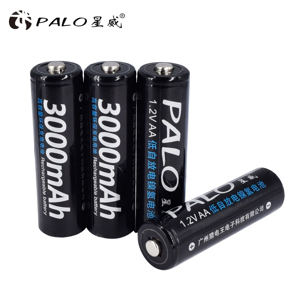 PALO – piles rechargeables AA, 3000mAh, Ni-MH, AA, avec chargeur