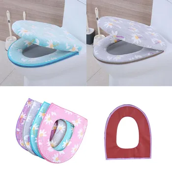 

Super Soft Velvet Two-pieces Toilet Pad Seat Cover Thick Warm Clean Washable Twin Set Paste Zipper Toilet Seat Cushion