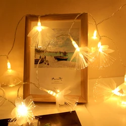 USB/Battery Operated LED Fiber Optic Trumpet Flower Lights String 10/20/40/80LEDs Fairy Fiber-Optic Christmas Wedding Party Lamp
