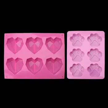 

3D Diamond Love Heart Shape Silicone Molds Bakeware Sponge Cakes Chiffon Mousse