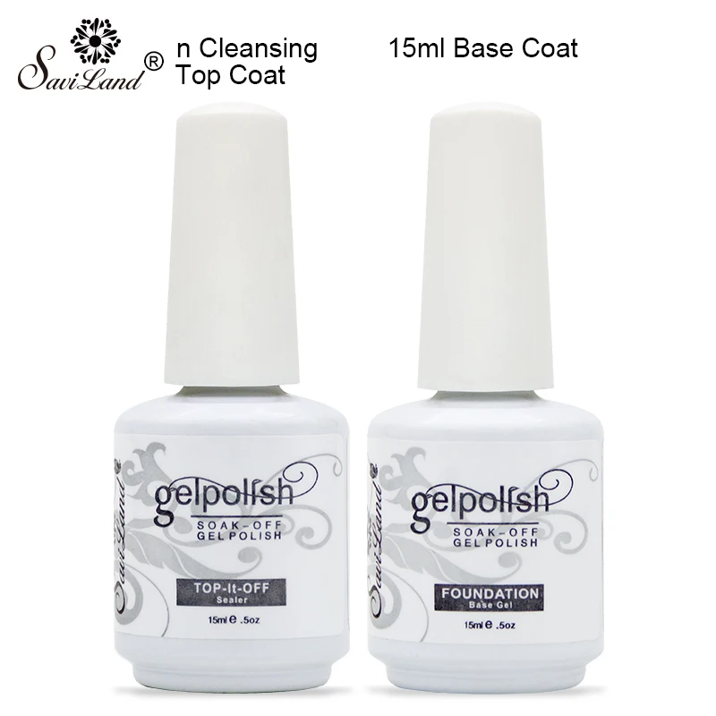 Top and Base Coat Saviland длительного действия Гель-лак праймер основа и верхнее покрытие отделка верхнее покрытие УФ-гель для ногтей замочить-офф лак - Цвет: Top and Base Coat