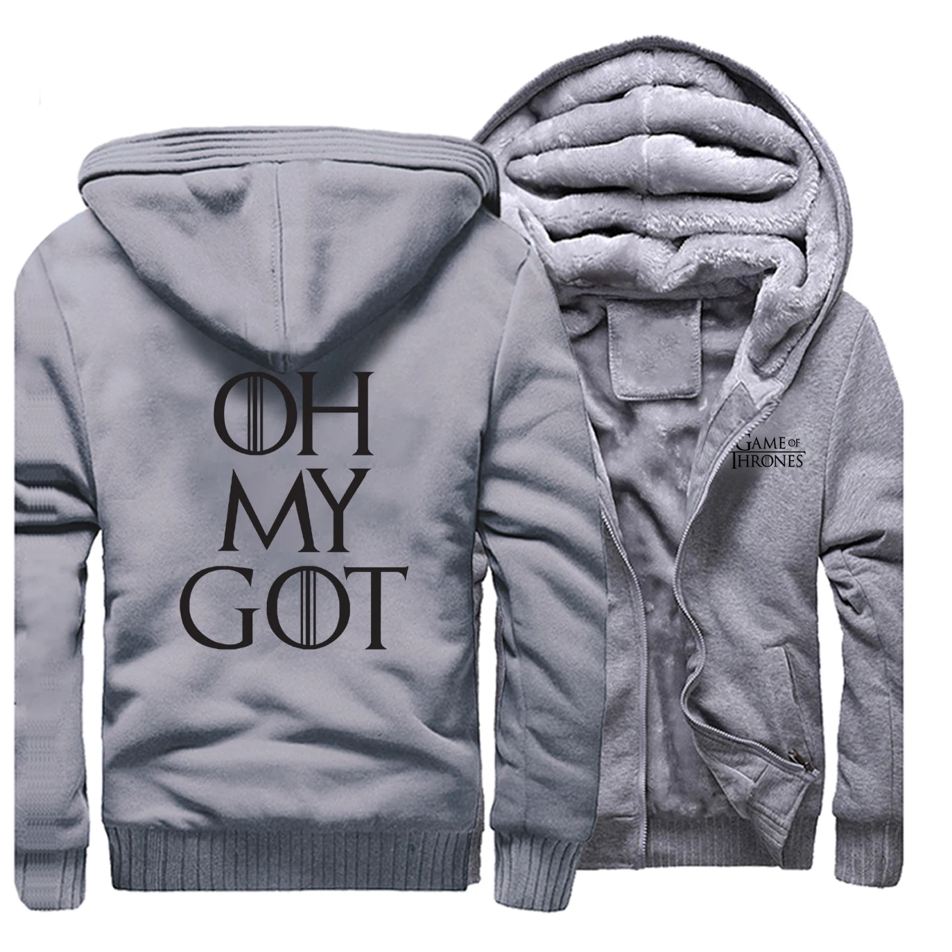 Игра престолов Мужская Толстая куртка с буквенным принтом OH MY GOT брендовая одежда стильная популярная уличная Толстовка мужской костюм хипстера - Цвет: Gray 1