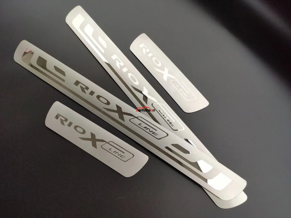 Car Styling Accessories For Kia Rio 3 4 5 X Line Door Sill Threshold Scuff Pedal Protector Stainless Steel Trim  2015 2017 2021