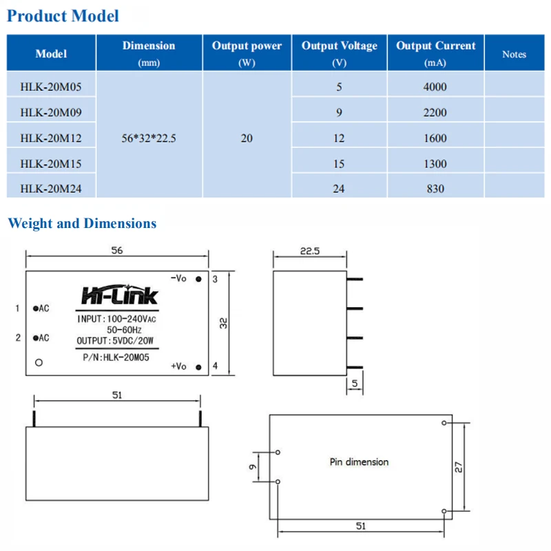 Free Ship 5pcs* SMPS Manufacturer of Hi Link 220V to 5V 4A output power supply module pcb transformer